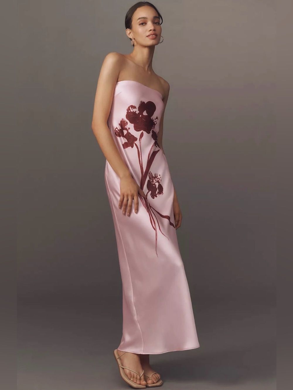 Anthropologie Strapless Satin Maxi Slip Dress Size S